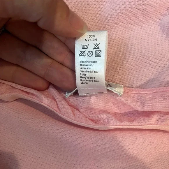 La‎ Senza Mesh Pink Slip Dress Ruffle Sleeveless Lettuce Trim Y2K Coquette Small - Picture 10 of 10